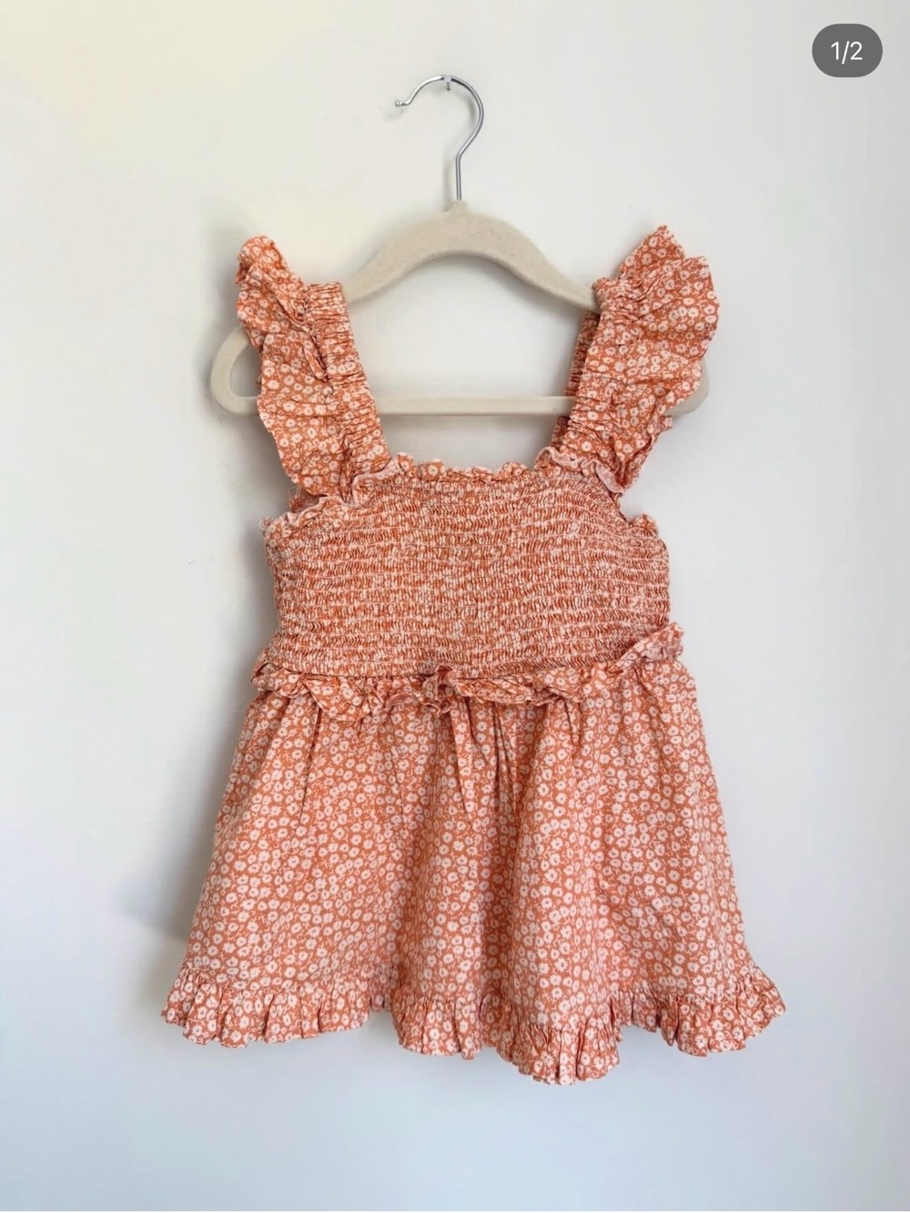 Andy & Evan Smocked Ruffled Floral Girls Tank (Size 7)